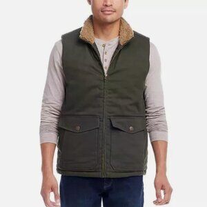 WP Weatherproof Men's Workwear Vest - Olive Green / British Khaki Sherpa